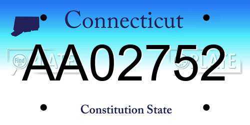 AA02752 Connecticut License Plate