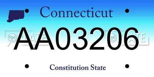 AA03206 Connecticut License Plate