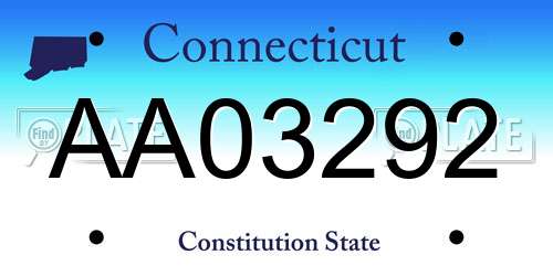 AA03292 Connecticut License Plate