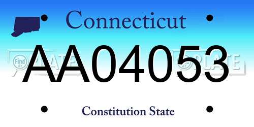 AA04053 Connecticut License Plate