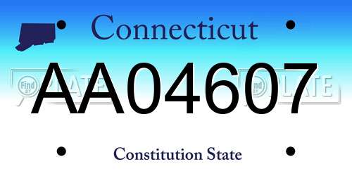 AA04607 Connecticut License Plate