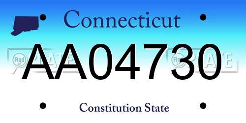 AA04730 Connecticut License Plate