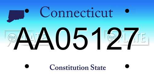 AA05127 Connecticut License Plate