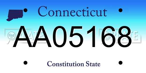 AA05168 Connecticut License Plate