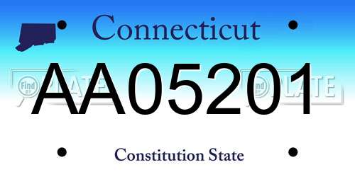 AA05201 Connecticut License Plate