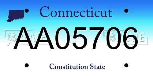 AA05706 Connecticut License Plate