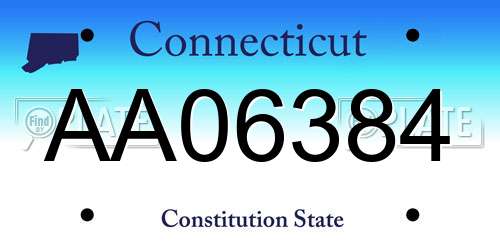 AA06384 Connecticut License Plate