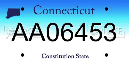 AA06453 Connecticut License Plate