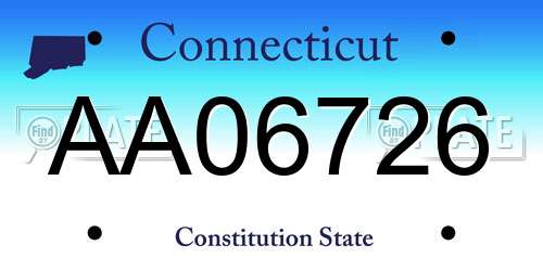 AA06726 Connecticut License Plate