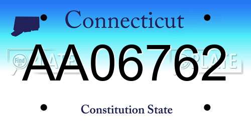 AA06762 Connecticut License Plate