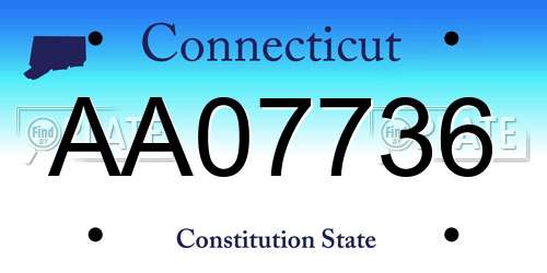 AA07736 Connecticut License Plate