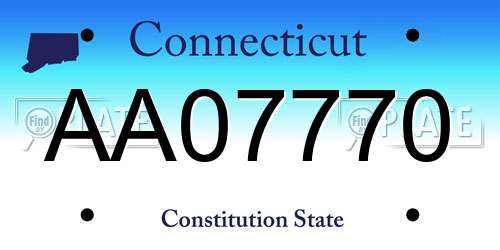 AA07770 Connecticut License Plate