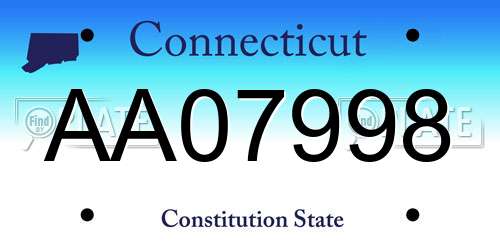 AA07998 Connecticut License Plate