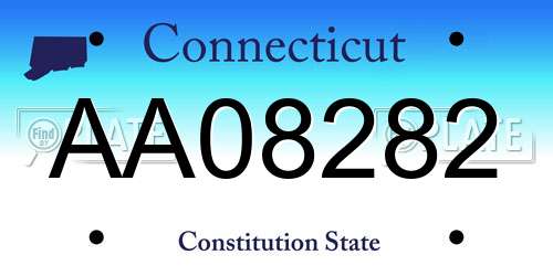 AA08282 Connecticut License Plate