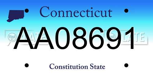 AA08691 Connecticut License Plate