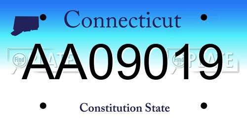 AA09019 Connecticut License Plate