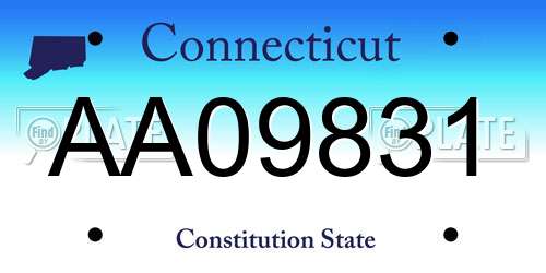 AA09831 Connecticut License Plate