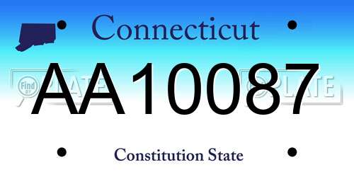 AA10087 Connecticut License Plate