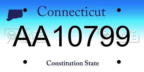 AA10799 Connecticut License Plate