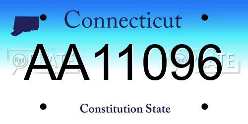 AA11096 Connecticut License Plate