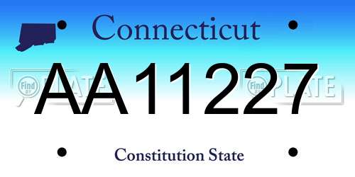 AA11227 Connecticut License Plate