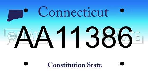 AA11386 Connecticut License Plate