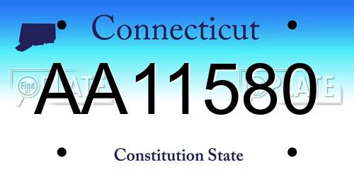 AA11580 Connecticut License Plate