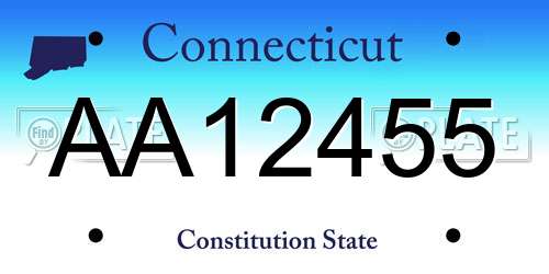 AA12455 Connecticut License Plate