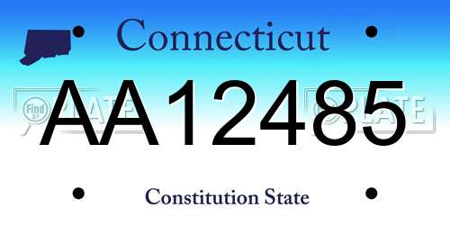 AA12485 Connecticut License Plate