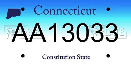 AA13033 Connecticut License Plate