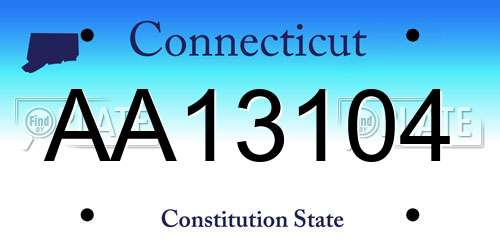 AA13104 Connecticut License Plate