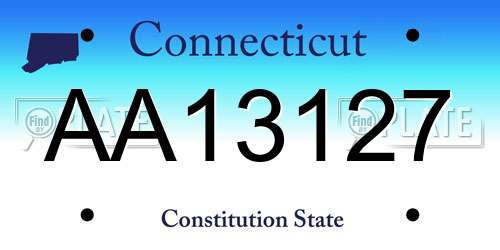 AA13127 Connecticut License Plate