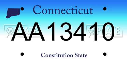 AA13410 Connecticut License Plate