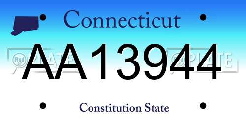 AA13944 Connecticut License Plate