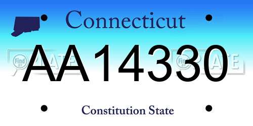 AA14330 Connecticut License Plate