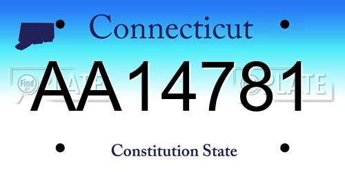 AA14781 Connecticut License Plate