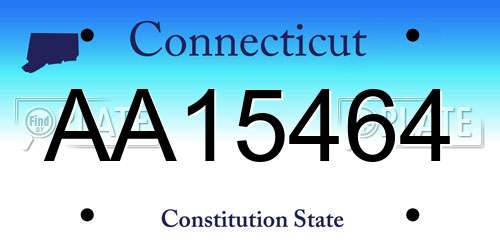 AA15464 Connecticut License Plate