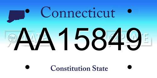 AA15849 Connecticut License Plate