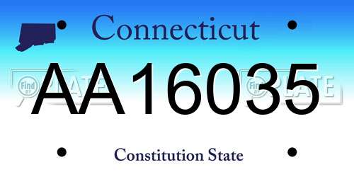 AA16035 Connecticut License Plate