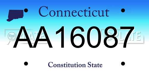AA16087 Connecticut License Plate