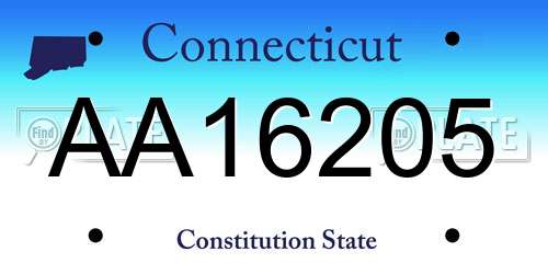 AA16205 Connecticut License Plate