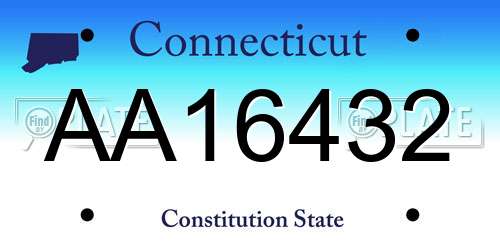 AA16432 Connecticut License Plate