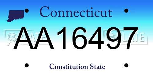 AA16497 Connecticut License Plate