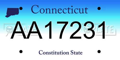 AA17231 Connecticut License Plate