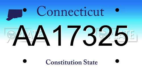 AA17325 Connecticut License Plate