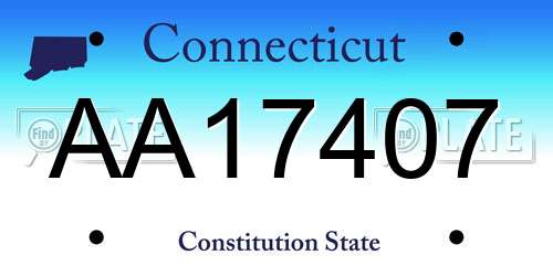 AA17407 Connecticut License Plate