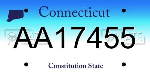 AA17455 Connecticut License Plate