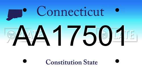 AA17501 Connecticut License Plate