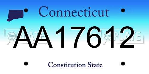 AA17612 Connecticut License Plate