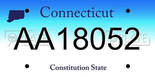 AA18052 Connecticut License Plate
